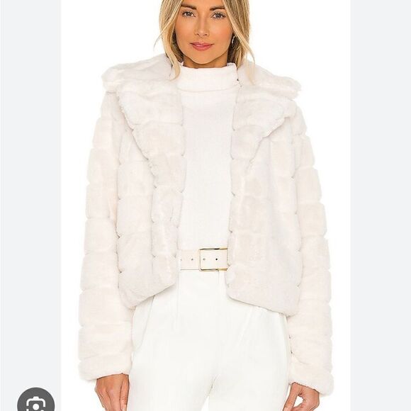 Blank NYC White Quilted Cropped Faux Fur Jacket | Size L - Picture 1 of 11